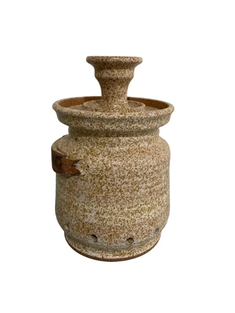 Foxlo California Studio Art Pottery Signed Garlic Jar Pot With Lid